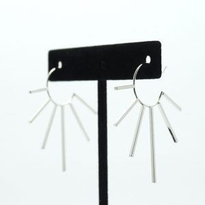 Sterling Silver Dipped Pierced Abstract Earrings on Stand