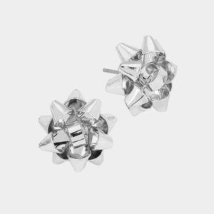 Pierced Silver Bow Earrings