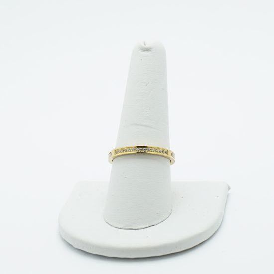 Pearl and Crystal Band Ring in Gold Size 9