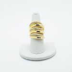 Adjustable Triple Crystal Row Ring in Gold