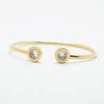 Crystal Dot Bangle Bracelet Gold