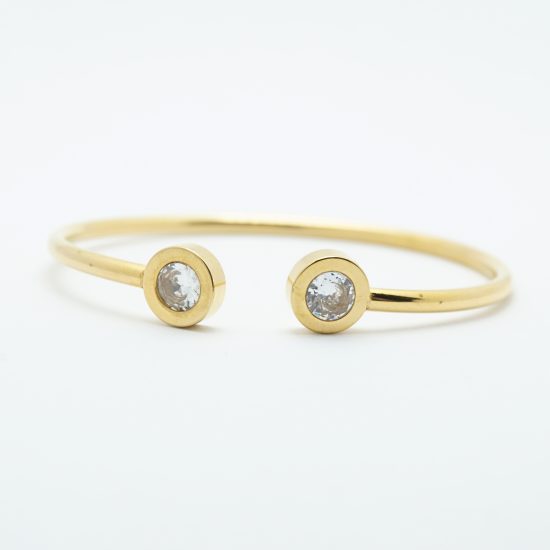Crystal Dot Bangle Bracelet Gold