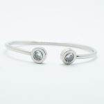 Crystal Dot Bangle Bracelet Silver