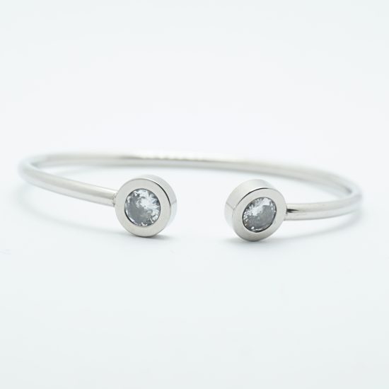 Crystal Dot Bangle Bracelet Silver