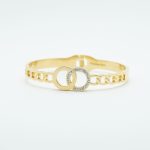 Double O Crystal Bangle Gold