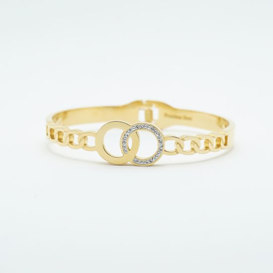 Double O Crystal Bangle Gold