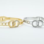 Double O Crystal Bangle Gold and Silver