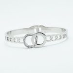 Double O Crystal Bangle Silver